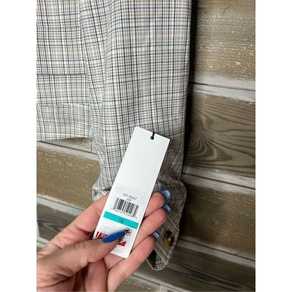 Calvin Klein NWT PLAID Double Breasted Coat Jacket Sz 16 - Picture 3 of 6